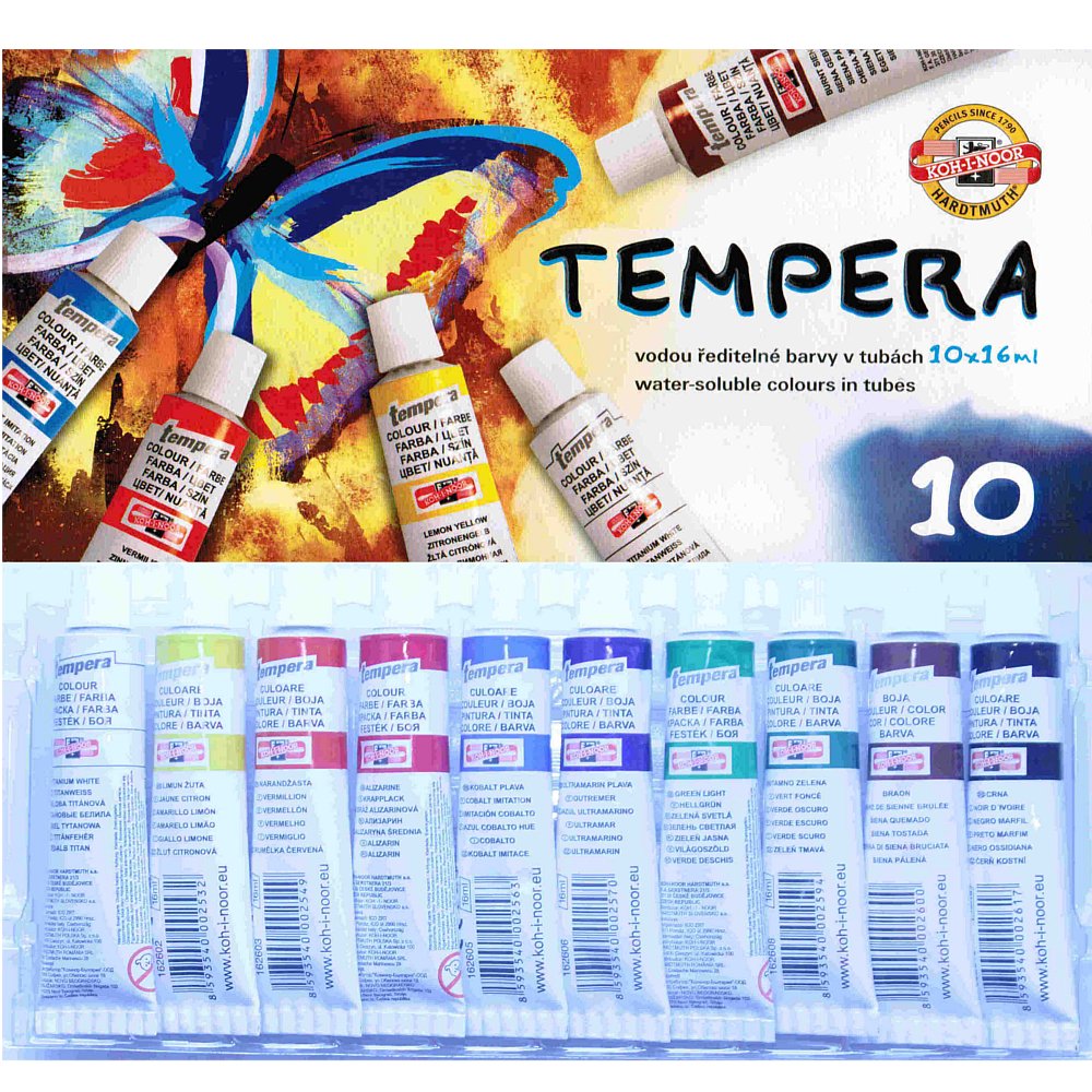 Tempera Farben in Tuben 10 Stück von Koh-i-Noor