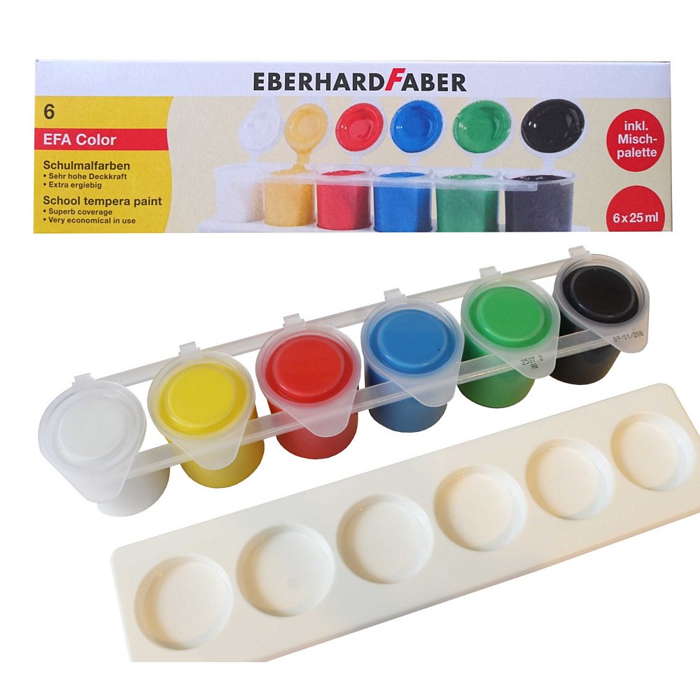 Schulmalfarben Eberhard Farber 6 Napf Set mit Mischpalette