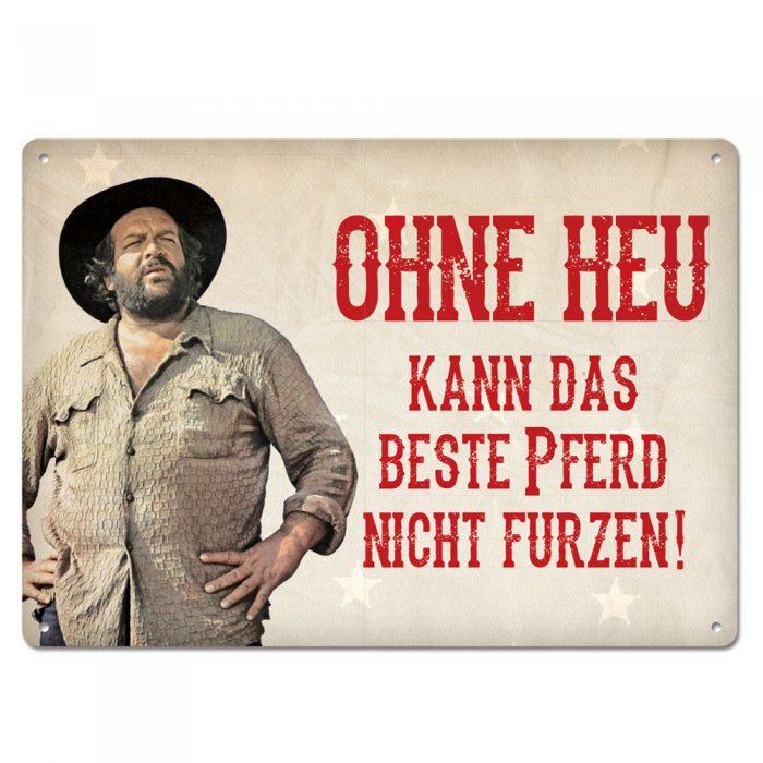 Blechpostkarte Bud Spencer - Ohne Heu