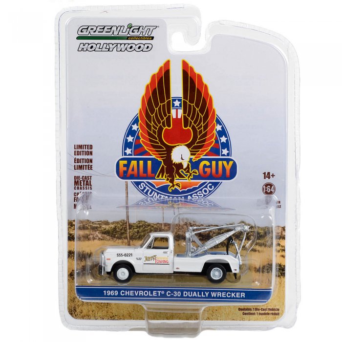 Greenlight Fall Guy 1969 Chevrolet C-30 Dually Wrecker Jerry’s Towing - 1:64