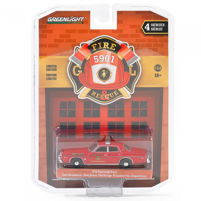 Greenlight Fire and Rescue Serie 4 1976 Plymouth Fury Old Bridge Volunteer 1:64