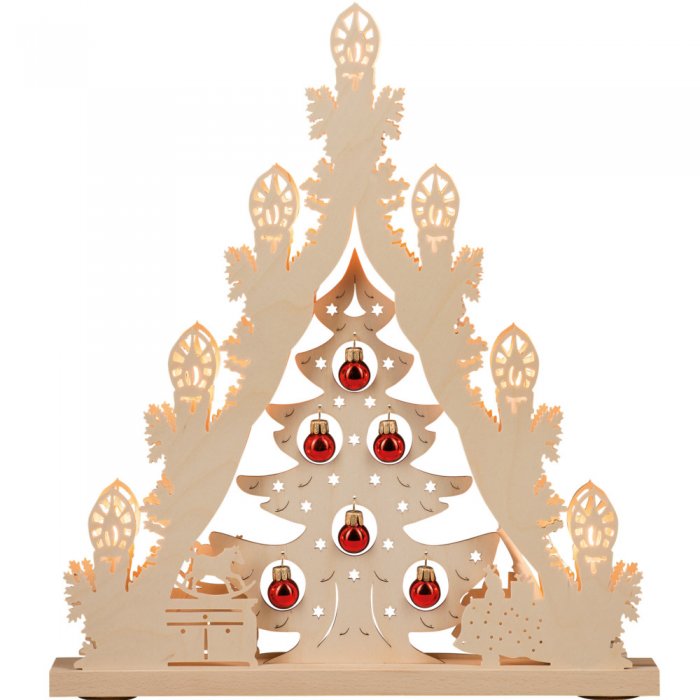 Lichterspitze Weihnachtsbaum mit Roten oder Goldenen Kugeln