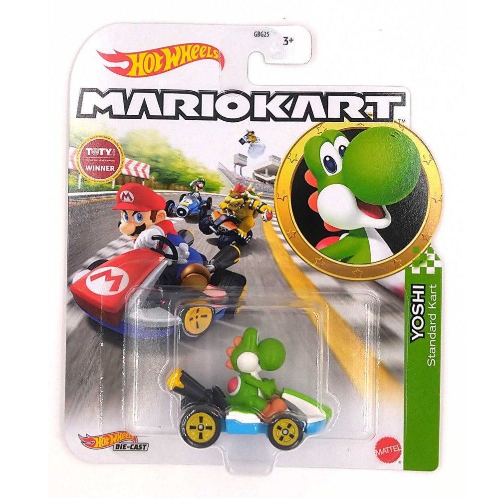 Voiture Hot Wheels Mario Kart Yoshi - Modèle 1:64 En Métal, Collection édition Mario Kart