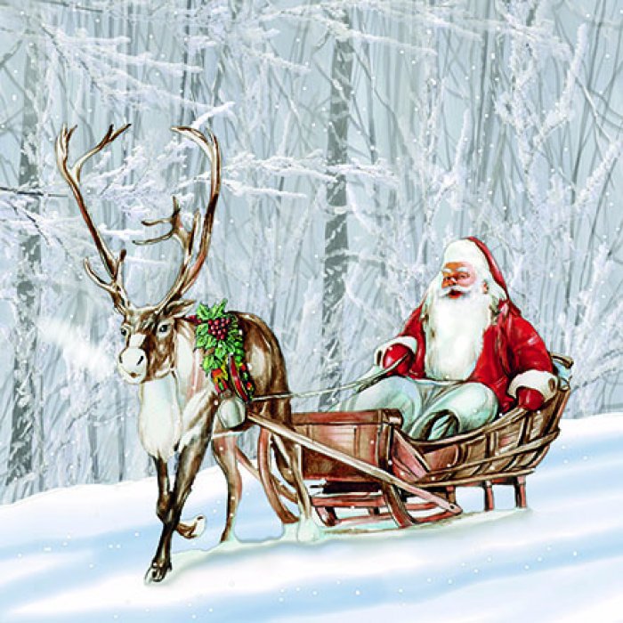 Servietten Ambiente Santa in snowy forest