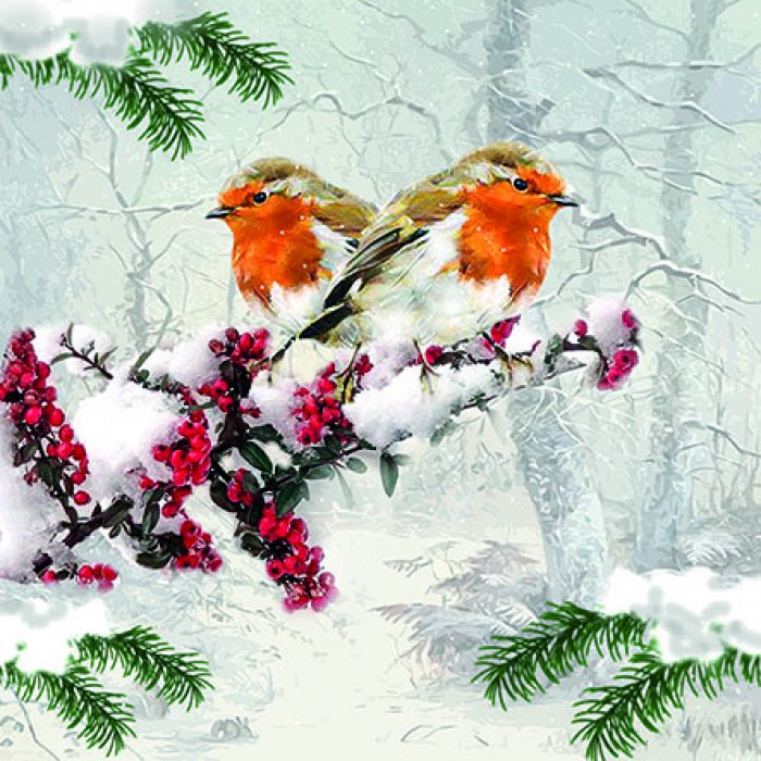Servietten Ambiente Winter birds