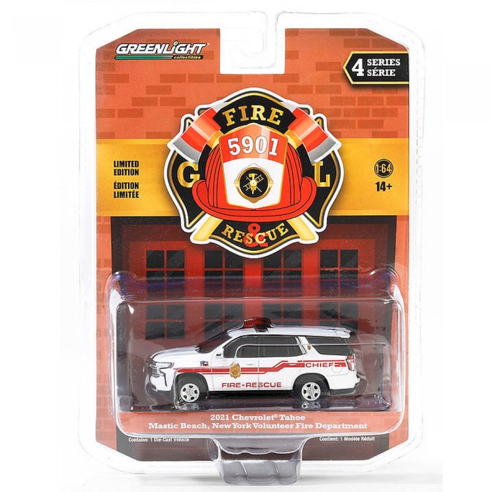 Greenlight Fire and Rescue Serie 4 2021 Chevrolet Tahoe Mastic Beach Fire-Rescue Chief Mastic Beach Long Island New York 1:64
