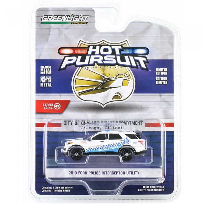Greenlight Hot Pursuit Serie 45 2019 Ford Police Interceptor Chicago Illinoise 1:64