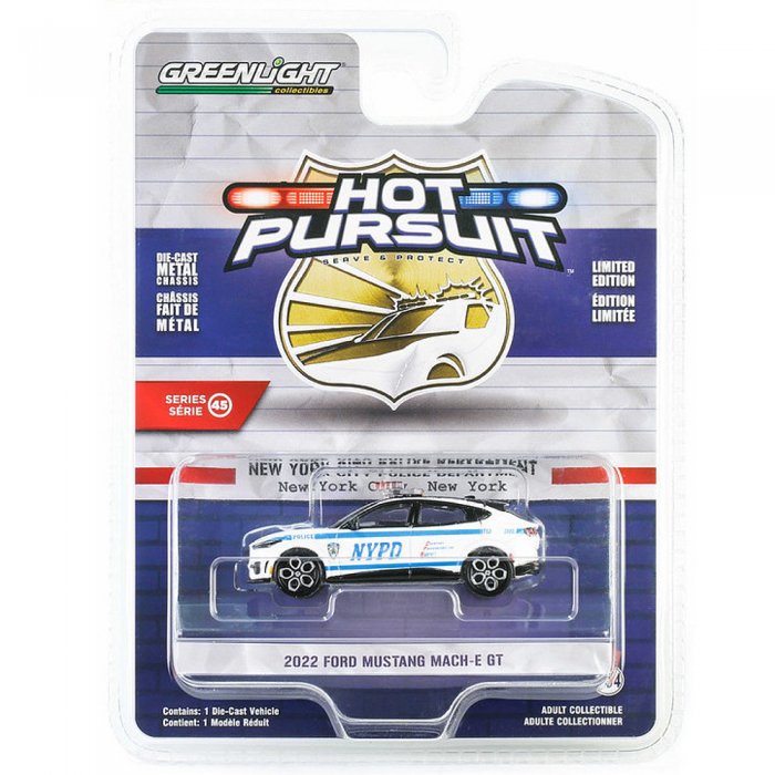 Greenlight Hot Pursuit Serie 45 2022 Ford Mustang Mach-E GT New York City Police 1:64
