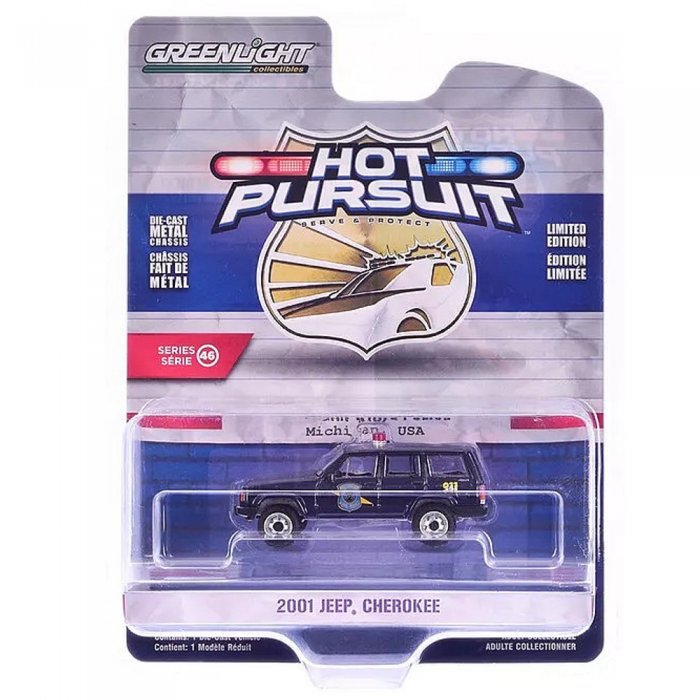 Greenlight Hot Pursuit Serie 46 2001 Jeep Cherokee Michigan State Police 1:64