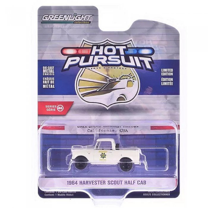 Greenlight Hot Pursuit Serie 46 1964 Harvester Scout Half Cab California Highway Patrol 1:64