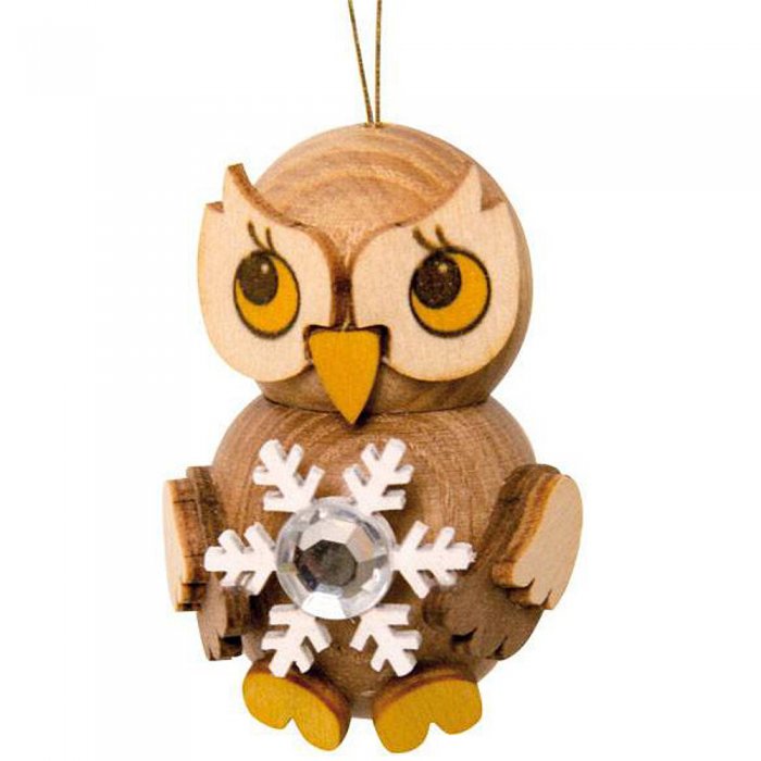 Baumbehang Eulenkind mit Schneekristall