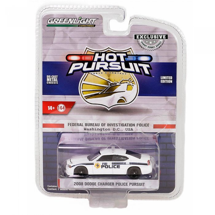 Greenlight Hot Pursuit FBI Serie 2008 Dodge Charger Police Pusuit 1:64