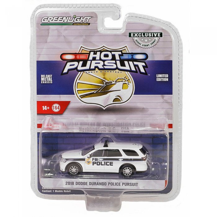 Greenlight Hot Pursuit FBI Serie 2018 Dodge Durango Police Pusuit 1:64