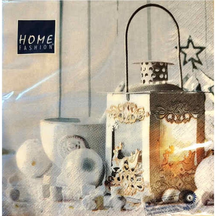 Servietten Home Fashion White Lantern