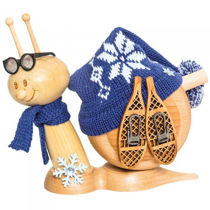 Räucherfigur Rauchschnecke mit Schneeschuh