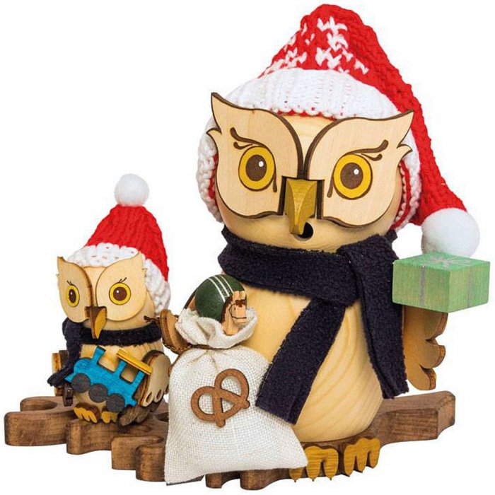 Raucheule Weihnachtsmann mit Kind